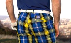 Doddie Weir tartan golf apparel range