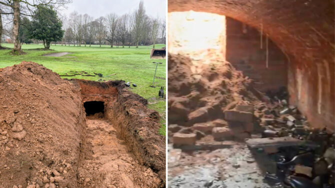 Golf club makes astonishing discovery after sinkhole opens up on course